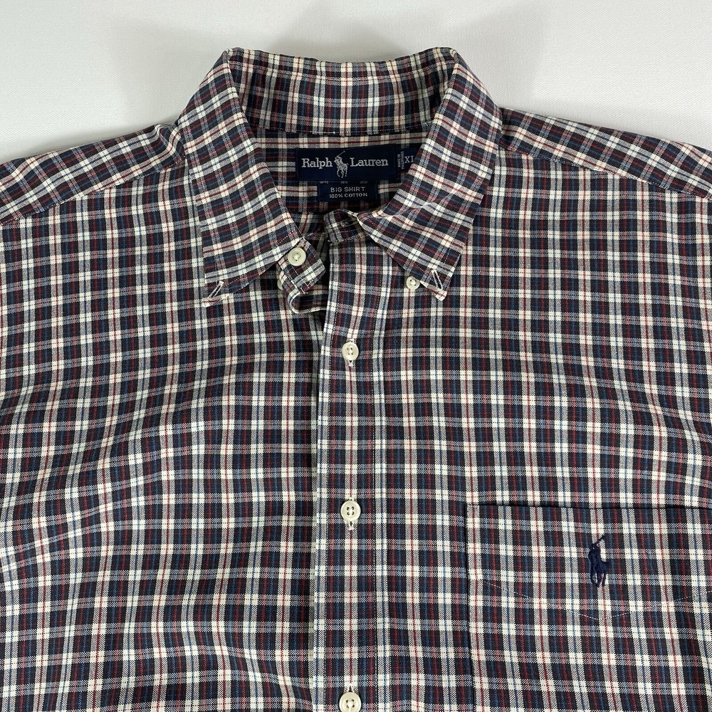 Ralph Lauren Button Down Shirt Mens XL Sportsman Plaid BIG SHIRT Long Sleeve
